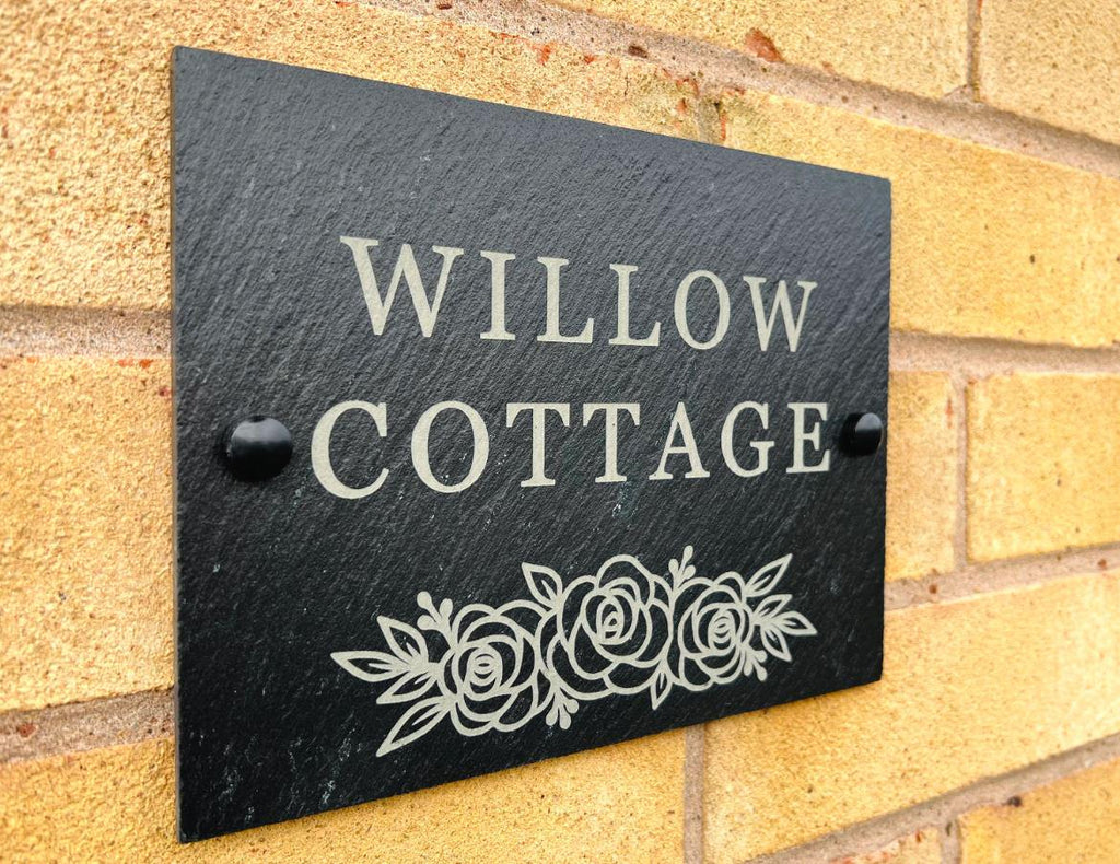Personalised House Name, House Number Sign, Rustic Engraved Slate Sign, Door Plaque With Fixings,  Garden Decor