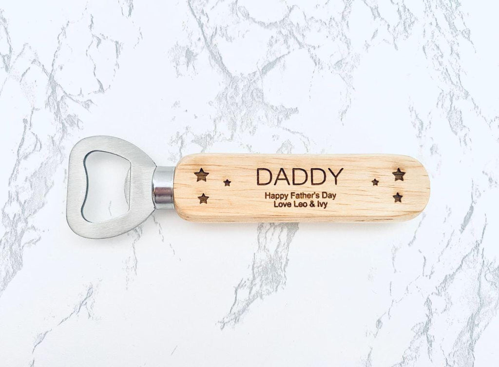 Personalised Wooden Beer Bottle Opener for Christmas, Birthday, Fathers Day Gift, Dads, Daddy, Grandad, Grandpa, Papa, Keepsake Novelty Gift