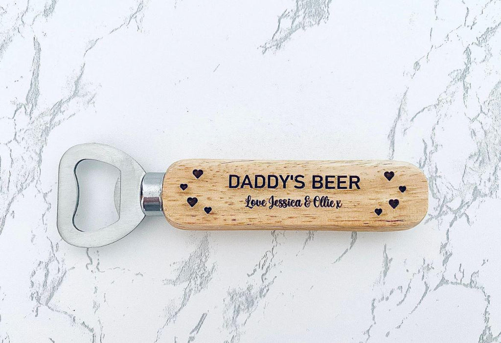 Personalised Wooden engraved Bottle Opener, Happy Fathers Day, Christmas Gift, For Dads, Grandad, Grandpa, Custom Novelty Gift, Beer
