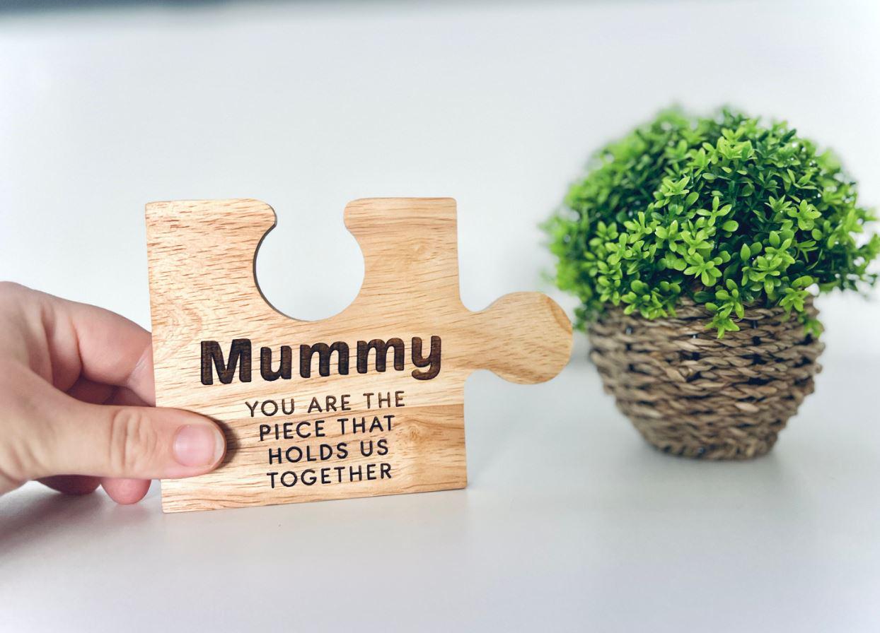 Personalised Mummy Jigsaw Piece, Free Standing Wooden Ornament, For Mums, Mummys, For Her, Mothers Day, Birthday, Christmas, From The Kids
