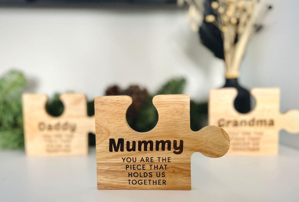 Personalised Mummy Jigsaw Piece, Free Standing Wooden Ornament, For Mums, Mummys, For Her, Mothers Day, Birthday, Christmas, From The Kids