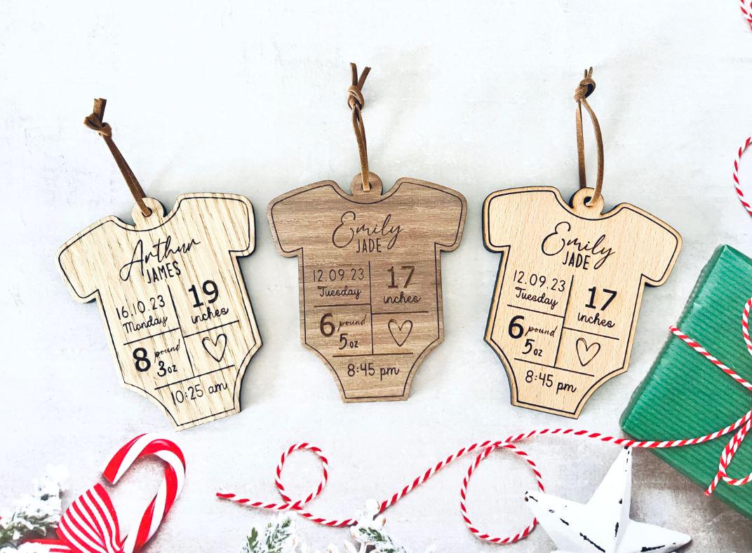 Personalised Babyâ€™s First Christmas Bauble, Tree Ornament, Engraved, Keepsake Xmas Bauble, Gift, Decoration, New baby present boy or girl.