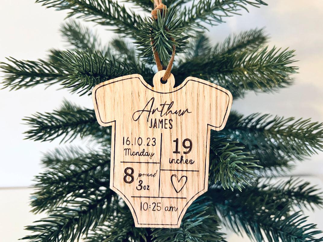 Personalised Babyâ€™s First Christmas Bauble, Tree Ornament, Engraved, Keepsake Xmas Bauble, Gift, Decoration, New baby present boy or girl.