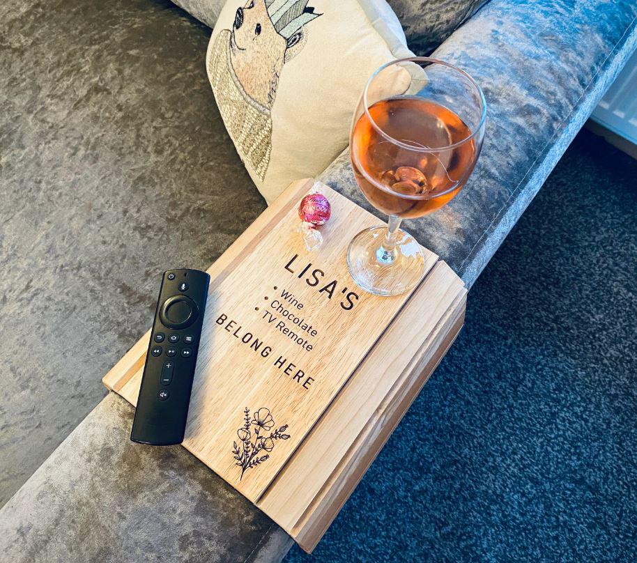 Personalised Wooden Sofa Tray Gift, Reserved For Nannie, Mum, Grandma, Gran, Nana, Friend Arm Chair Tray, Birthday, Christmas, Xmas Presents