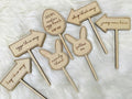 Personalised Wooden Engraved Easter Gifts For Kids, Wooden Easter Egg Hunt Trail Markers. Easter Games and Decor.