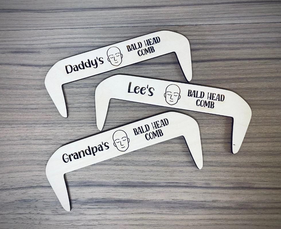 Personalised Comb For Bald Heads Wooden Funny Novelty Gift for Men Man present Fathers Day Birthday Christmas Joke Baldy Hair Brush Engraved