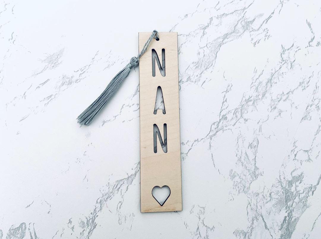 Personalised Wooden Bookmark, Engraved Bookmark Gift, Motherâ€™s Day Mum Present, Grandma Nannie Personalised Name Gift Reading Bookmark Kids
