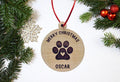 Personalised Paw Print Christmas Bauble: Engraved Maple Wood Pet Ornament, Dog Cat Christmas Bauble, Xmas Decor, Pet Owner, Animal Lover