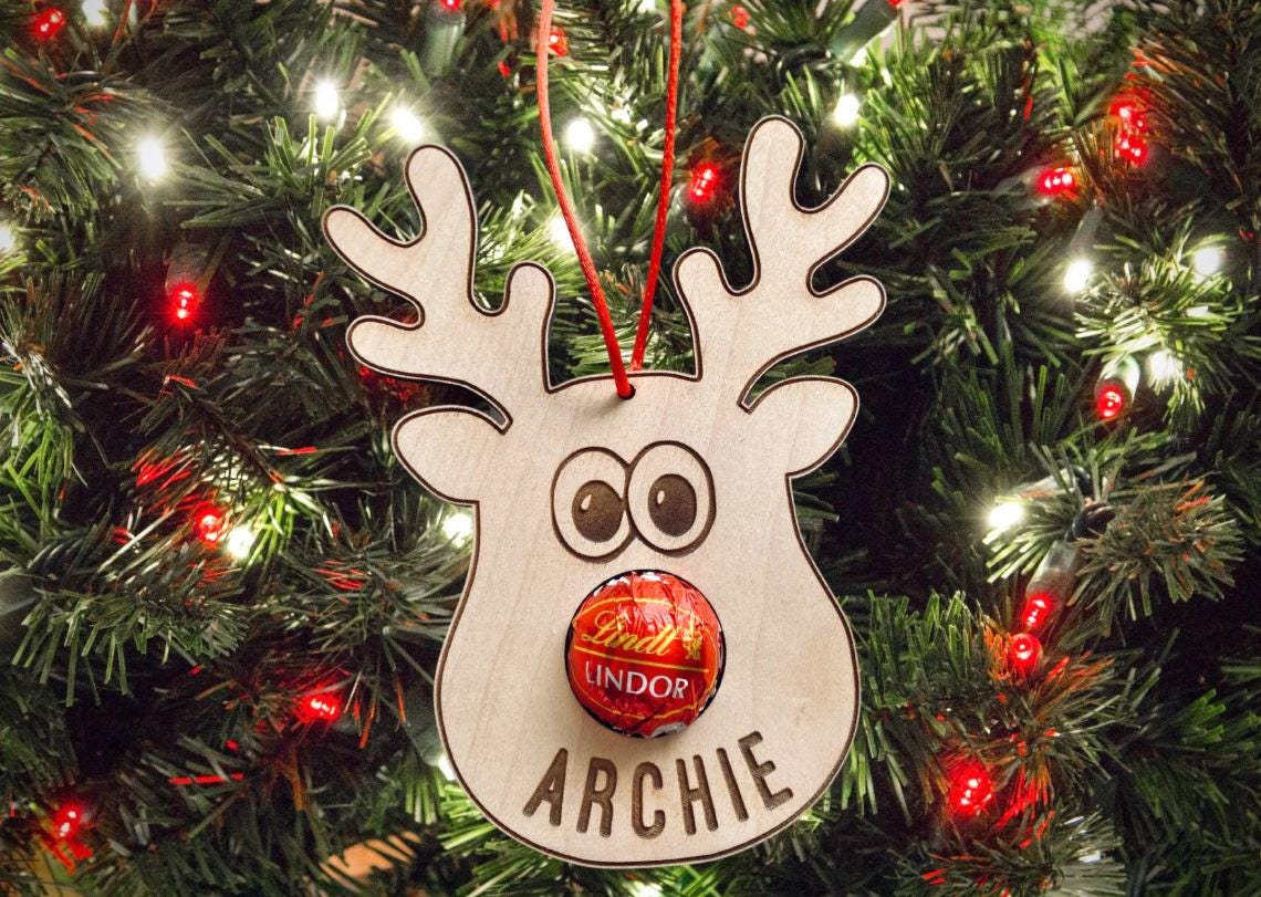 Personalised Christmas Money and Chocolate Holder, Christmas Gift, Money Envelope, Xmas, Wooden, Christmas Bauble, Decoration, Reindeer