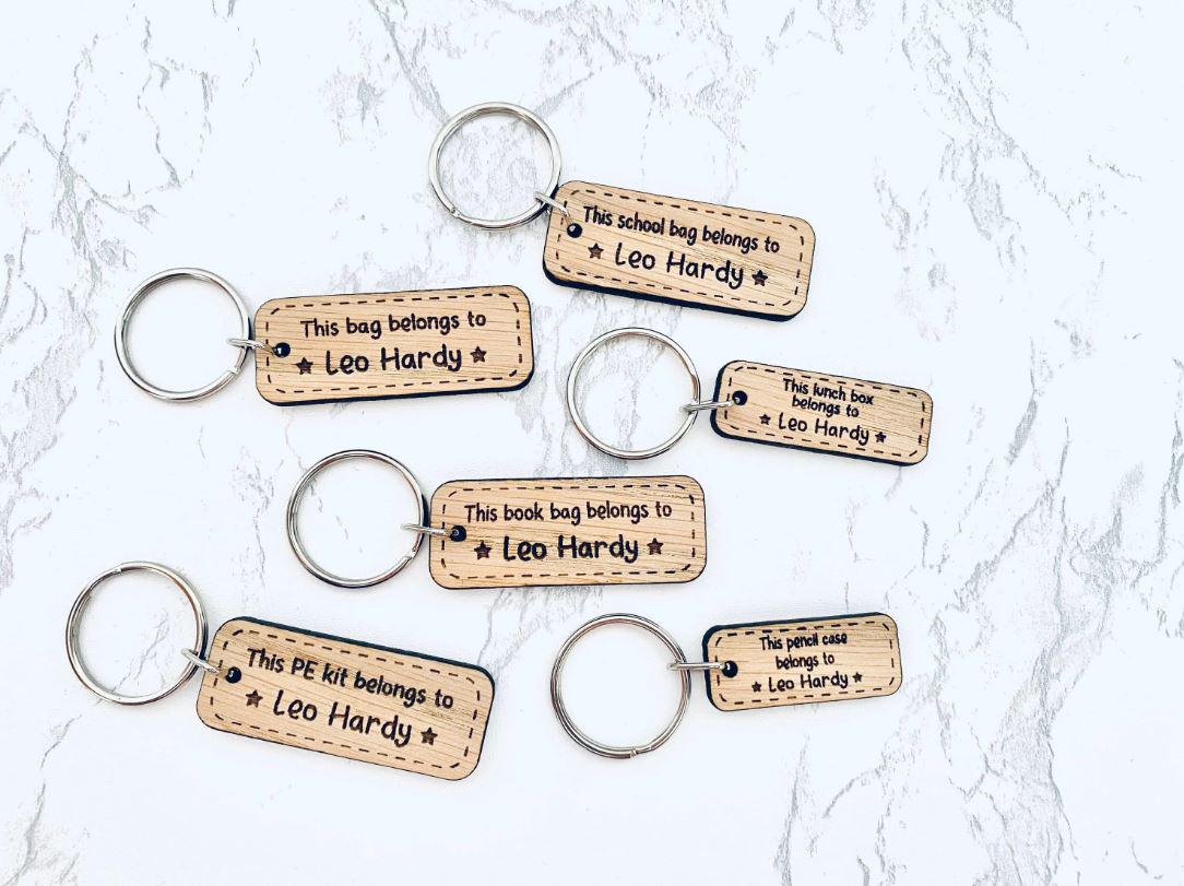 Kids School Bag Keyrings, Labels For Book Bag, School Bag, Lunch Box, PE Kit, Childrens School Accessories, For Girls For Boys, Key Chain