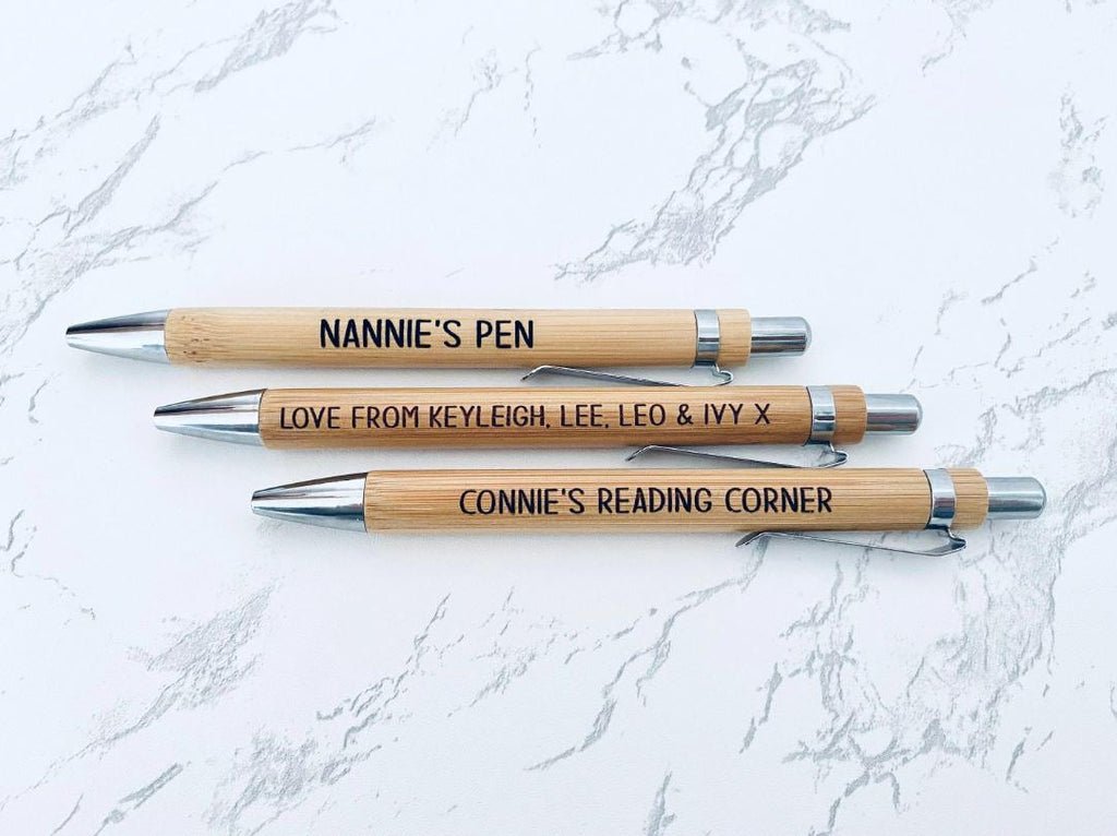 Personalised Engraved Bamboo Pen, Natural Wood Handwriting Pen, Special Gift, Mothers or Fathers Day Birthday, Retirement, Christmas Present