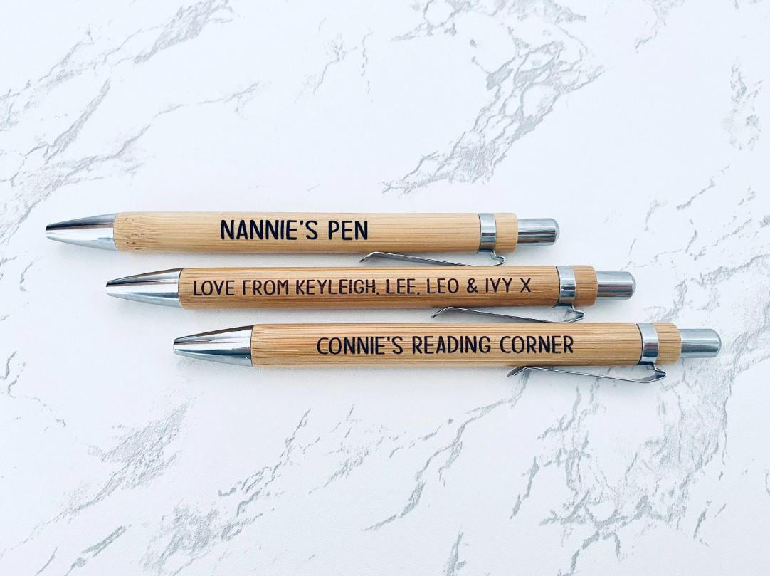 Personalised Engraved Bamboo Pen, Natural Wood Handwriting Pen, Special Gift, Mothers or Fathers Day Birthday, Retirement, Christmas Present
