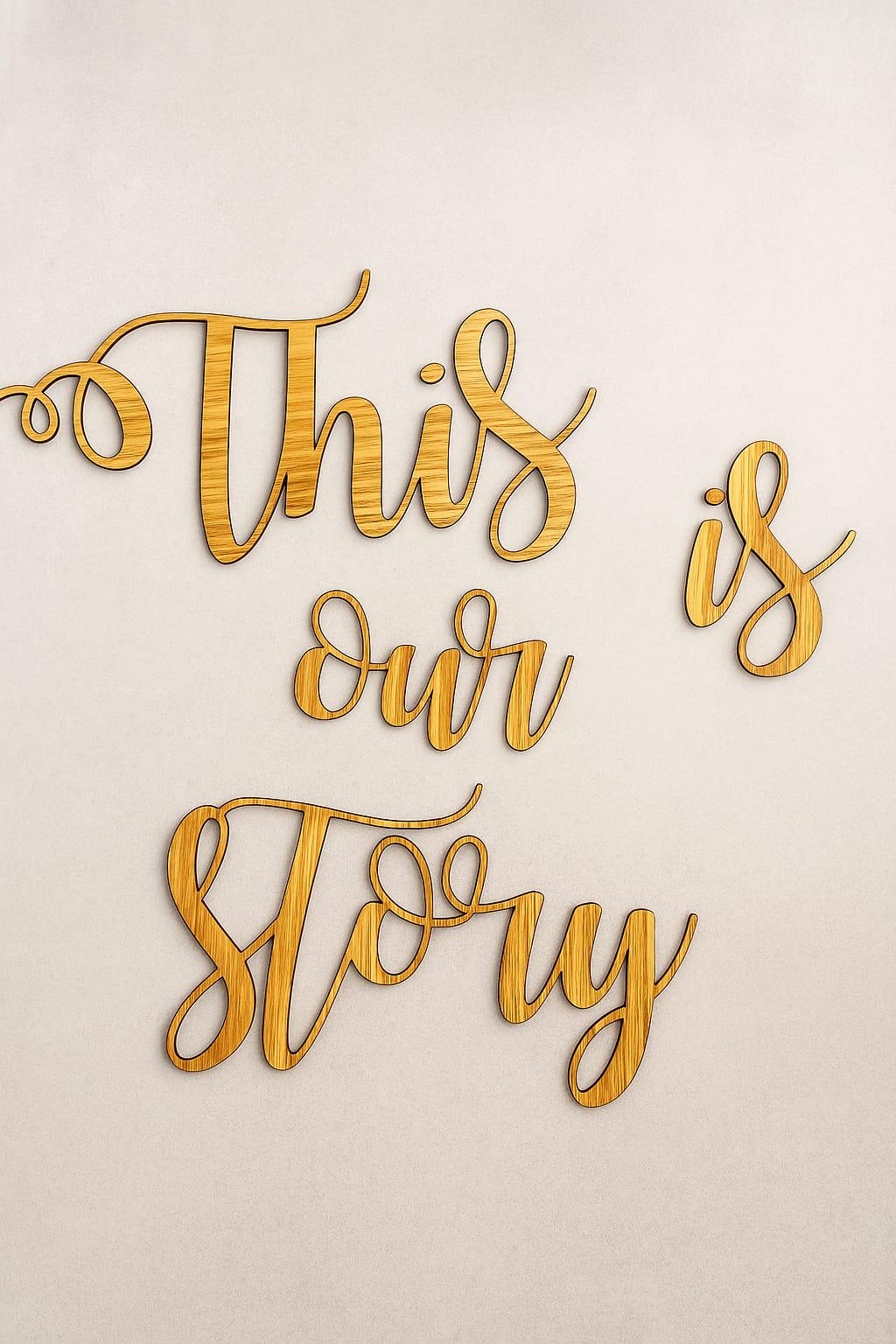 Personalised Wooden 'This is Our Story' Wall Sign - Rustic Home Decor. Large wooden letters.