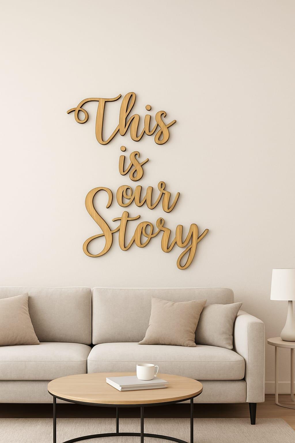 Personalised Wooden 'This is Our Story' Wall Sign - Rustic Home Decor. Large wooden letters.
