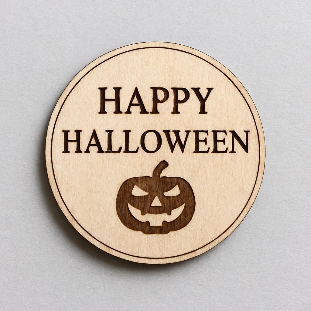 Handmade Wooden Halloween Tokens: Pumpkin Party Favors - set of 10
