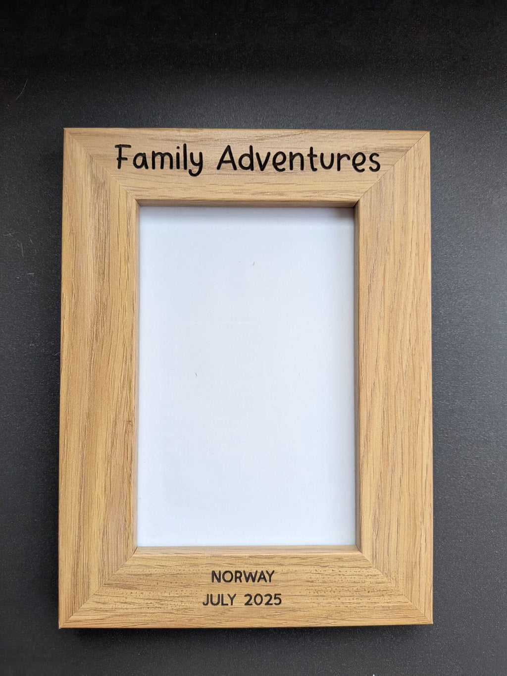Personalised Family Adventures Frame â€“ Custom Holiday Destination & Year â€“ Family Travel Keepsake, Custom Wooden Photo Gift