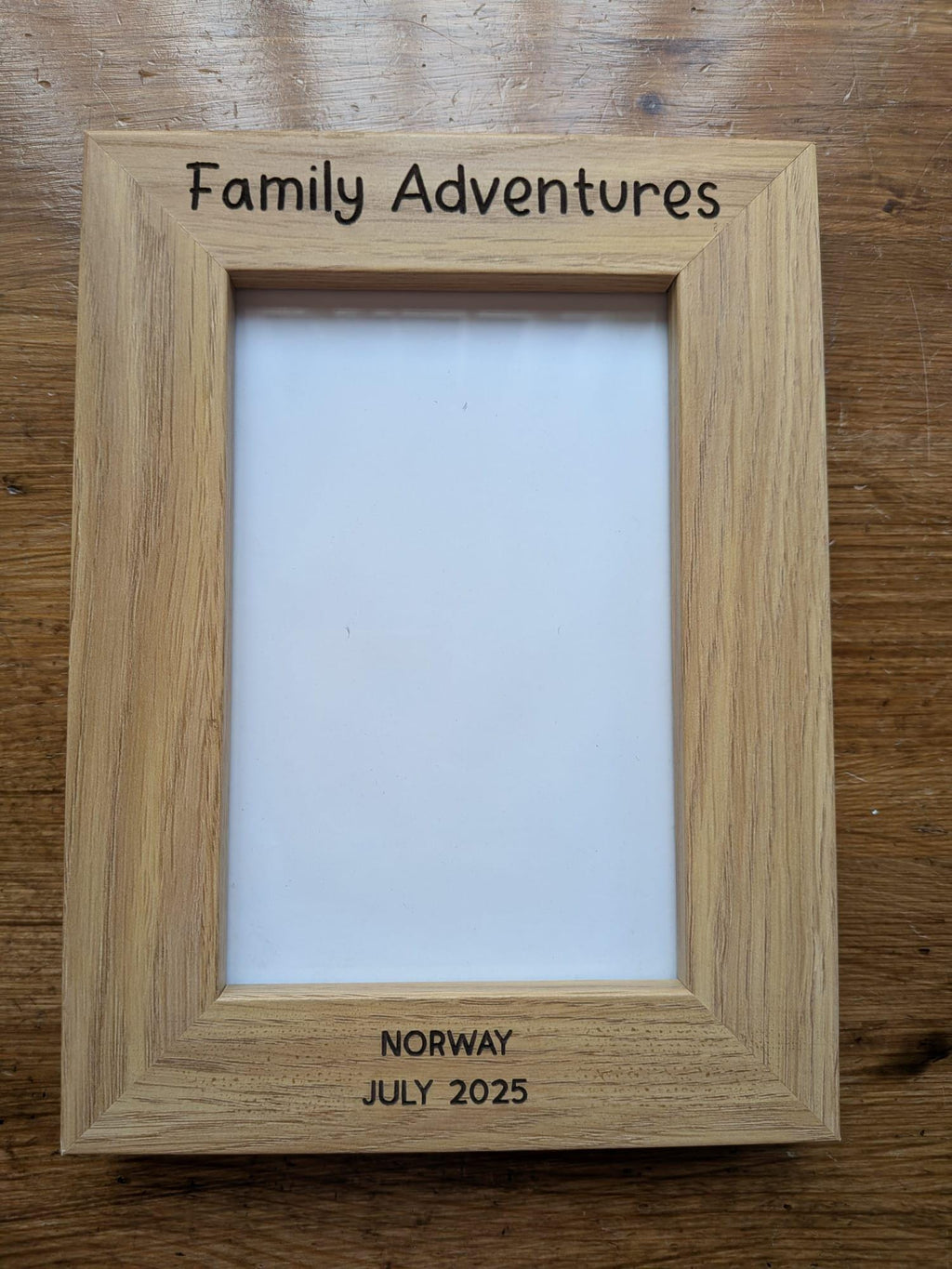 Personalised Family Adventures Frame â€“ Custom Holiday Destination & Year â€“ Family Travel Keepsake, Custom Wooden Photo Gift