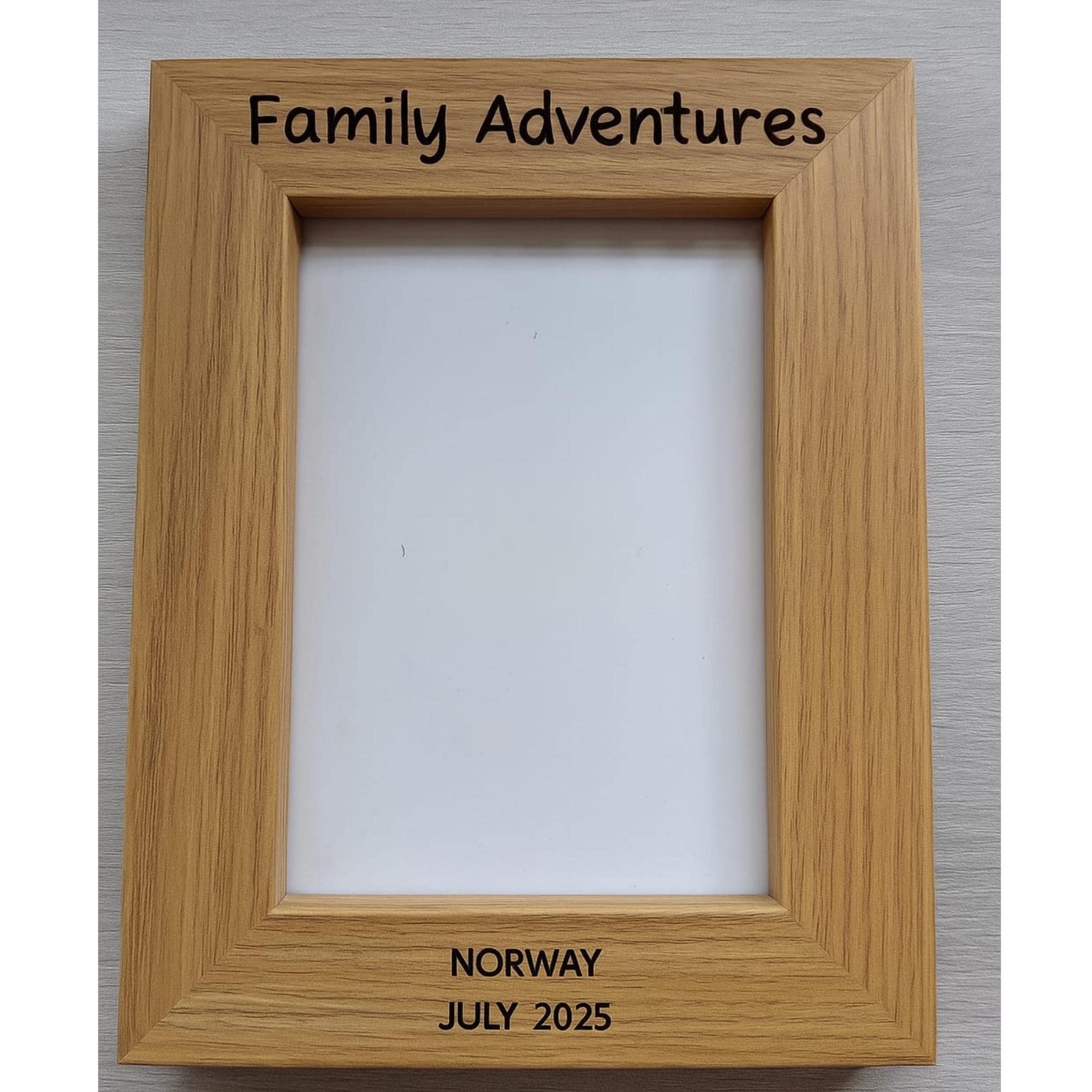Personalised Family Adventures Frame â€“ Custom Holiday Destination & Year â€“ Family Travel Keepsake, Custom Wooden Photo Gift