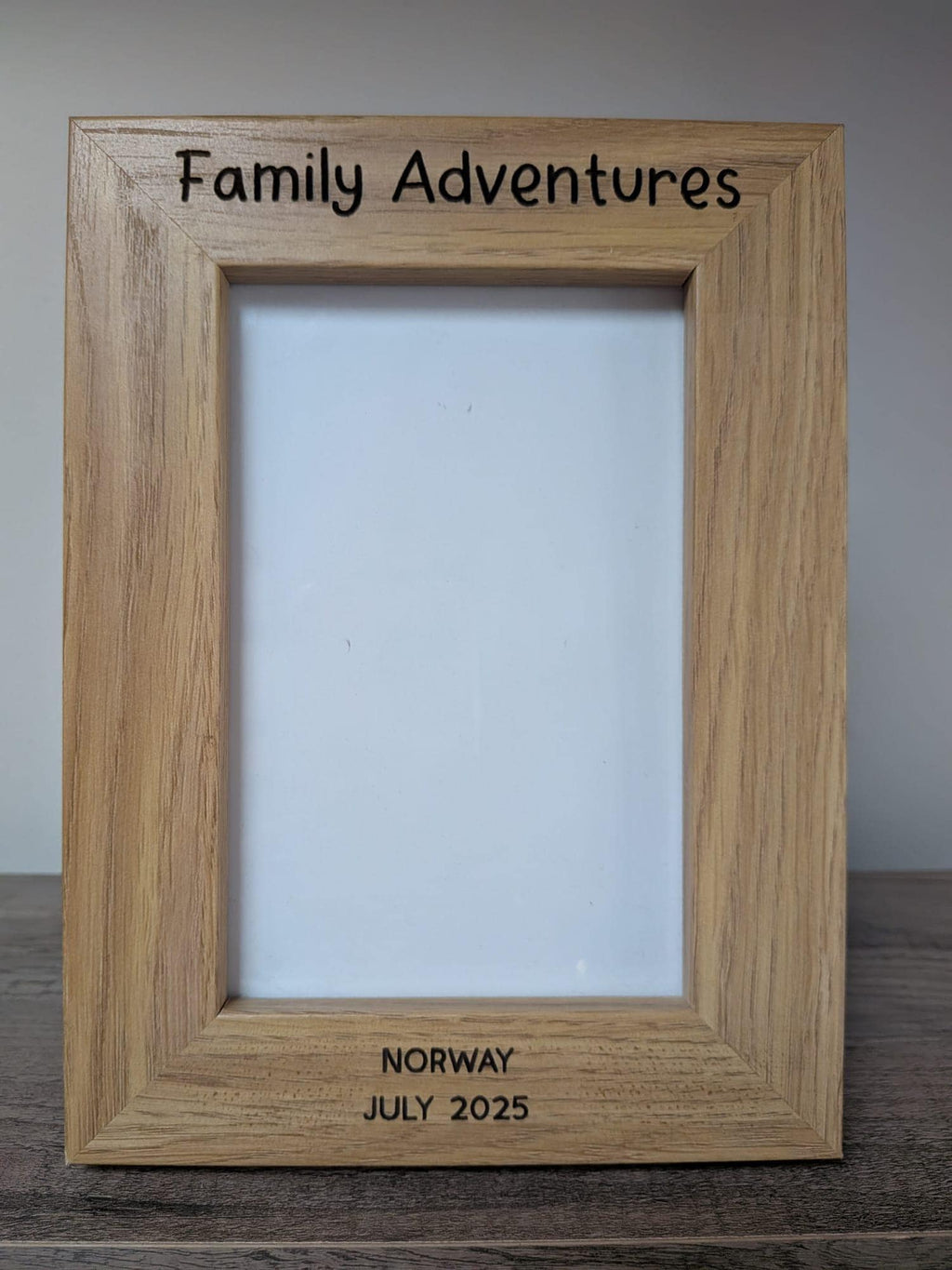 Personalised Family Adventures Frame â€“ Custom Holiday Destination & Year â€“ Family Travel Keepsake, Custom Wooden Photo Gift