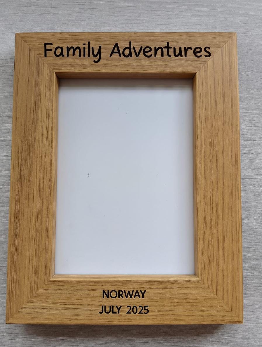 Personalised Family Adventures Frame â€“ Custom Holiday Destination & Year â€“ Family Travel Keepsake, Custom Wooden Photo Gift