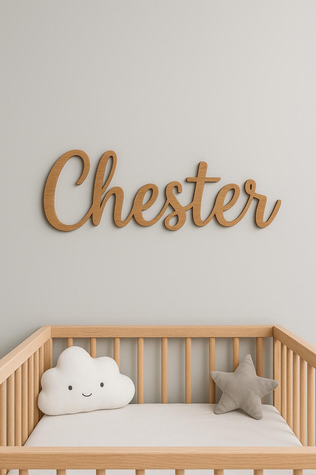 Personalised Oak Name Sign for Nursery, Custom Wooden Kids Room Decor, Handmade in uk