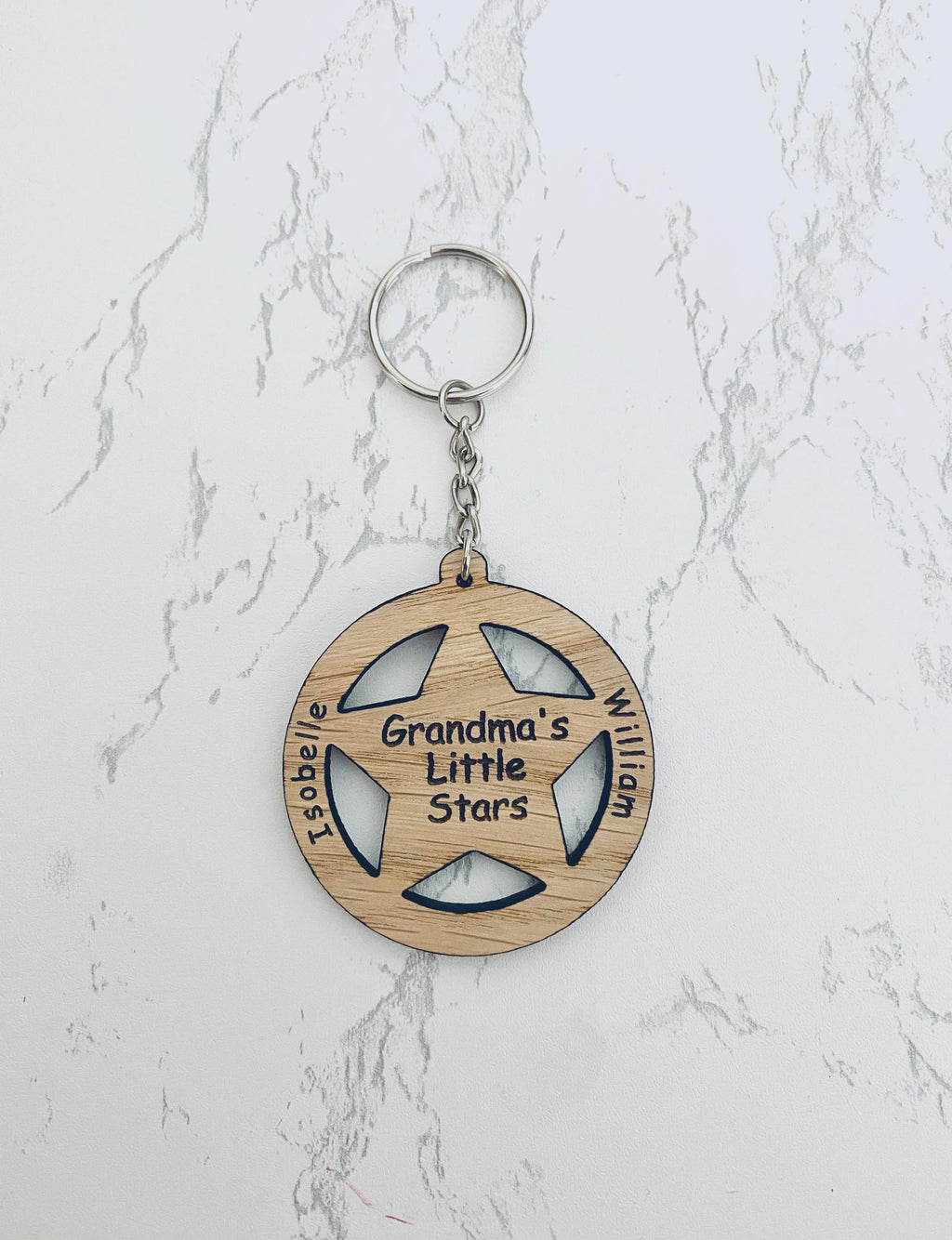 Personalised Wooden Little Stars Keyring For Mum Mummy Grandma Grandpa Mothers Day Keepsake Gift For her Christmas birthday